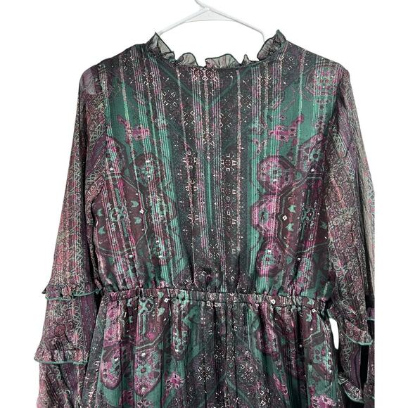 Frye & Co LS Floral Fit & Flare Button Front Dress Medium - Picture 15 of 16